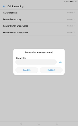 Key in +447953222222 and press ENABLE.