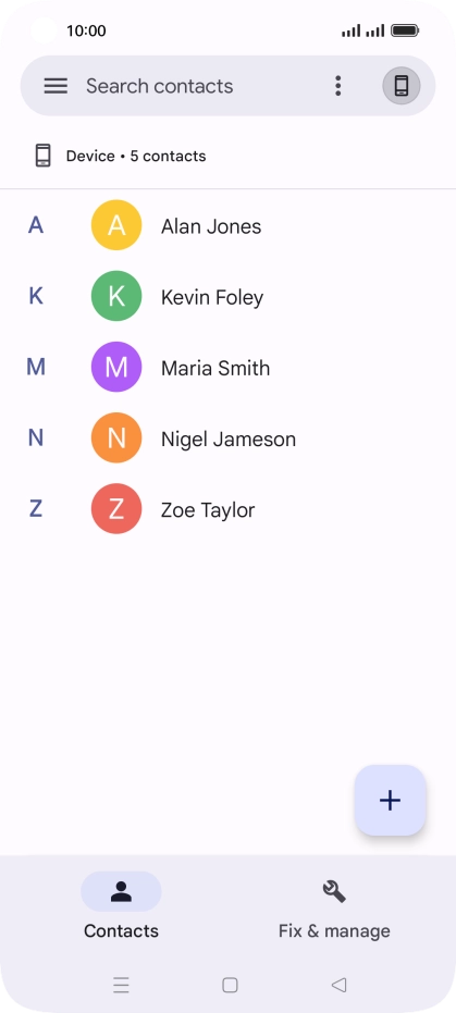 Press the required contact.