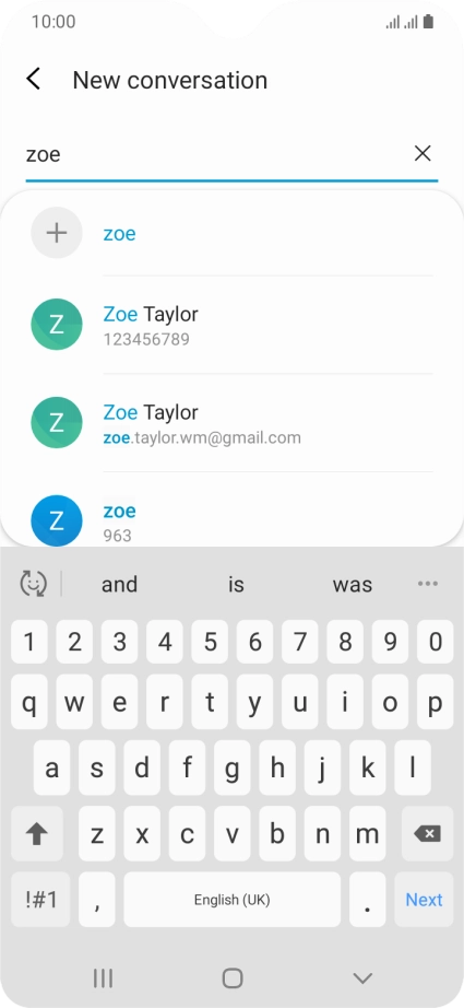 Press the required contact.