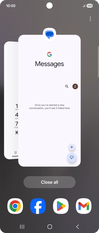 To end one running application, slide your finger upwards on the required application.