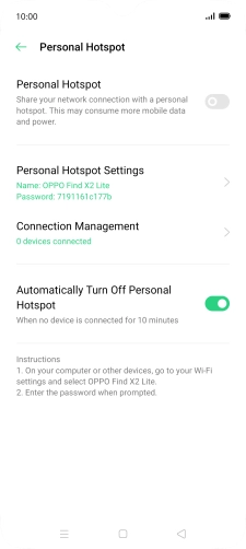 Press Personal Hotspot Settings.