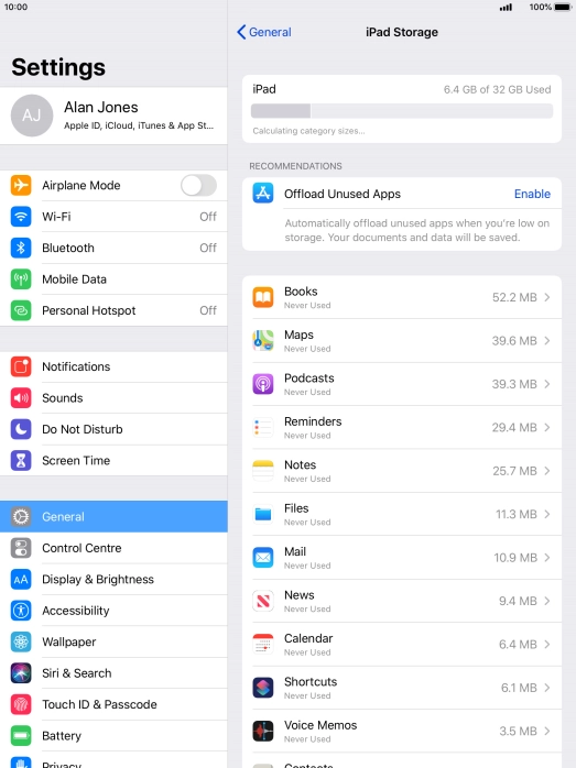 Press the required app.