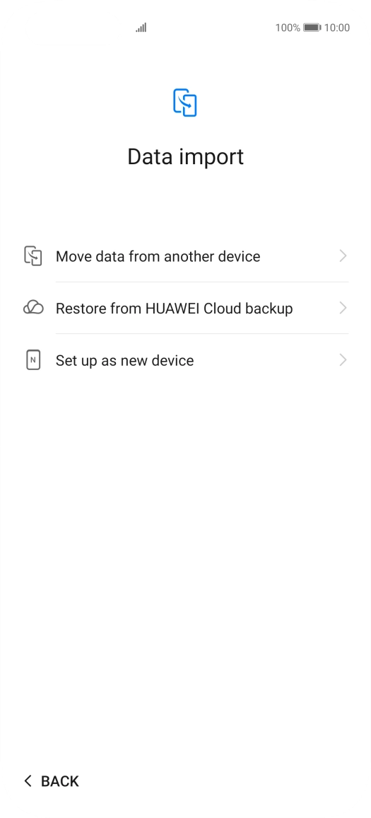 You can transfer the contents of another phone to your phone when it's activated for the first time and after a factory reset. When this screen is displayed, your phone is ready to transfer contents from another phone.