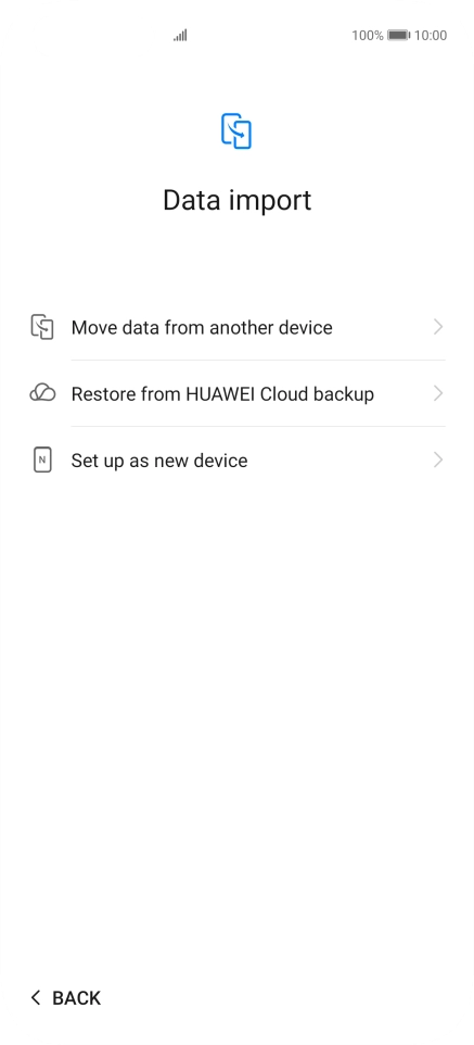You can transfer the contents of another phone to your phone when it's activated for the first time and after a factory reset. When this screen is displayed, your phone is ready to transfer contents from another phone.