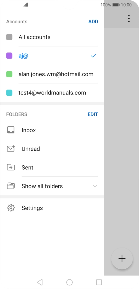 Press the required email account.