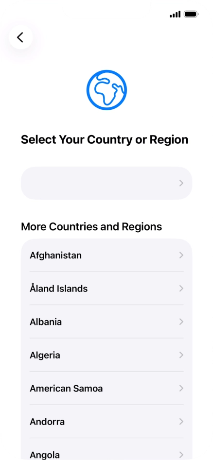 Press the required country or area.