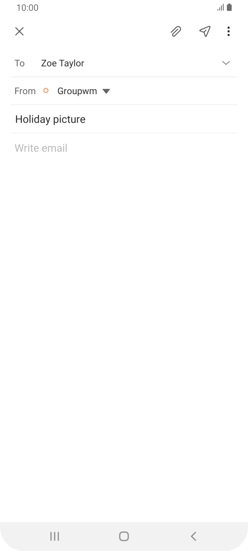 Press the text input field and write the text for your email.