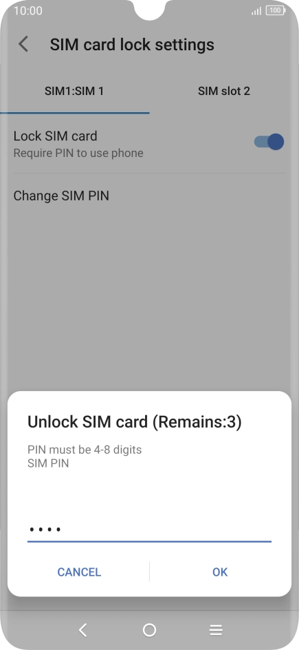 Key in your PIN and press OK. The default PIN is 1111.