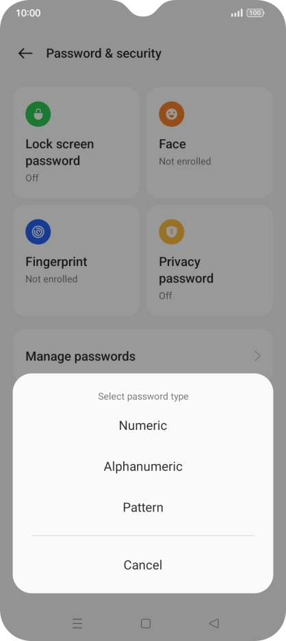 Press the required phone lock code and follow the instructions on the screen to create an additional phone lock code.