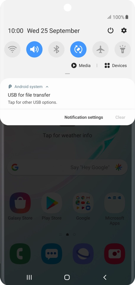 Press Tap for other USB options..