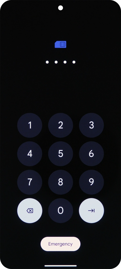 If your SIM is locked, key in your PIN and press arrow right. The default PIN is 1111.