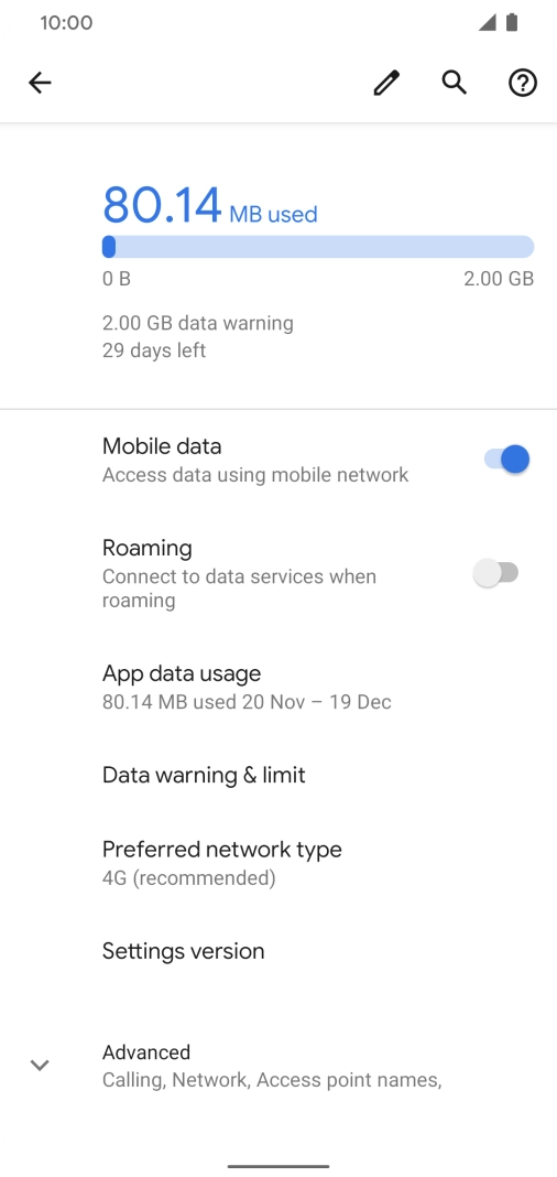 The total data usage is displayed.