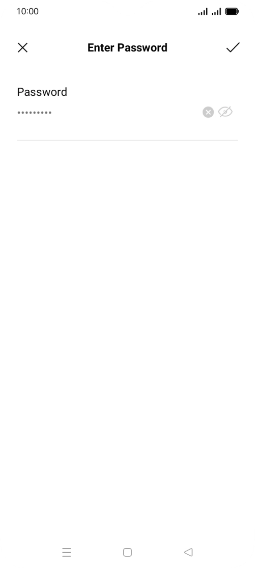 Key in the password for the Wi-Fi network and press the confirm icon.