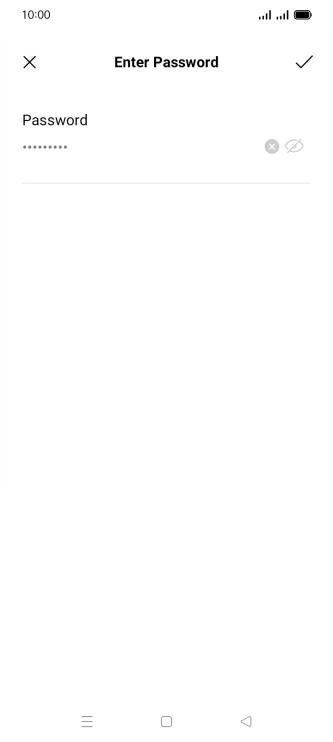 Key in the password for the Wi-Fi network and press the confirm icon.