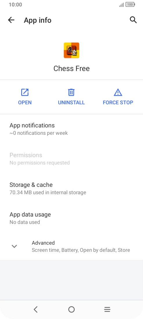 Press Storage & cache.