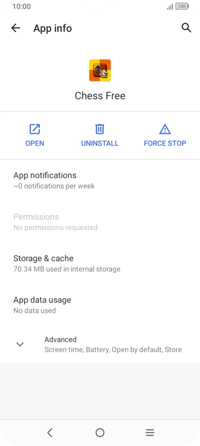 Press Storage & cache.