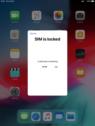 If your SIM is locked, key in your PIN and press OK. The default PIN is 1111.