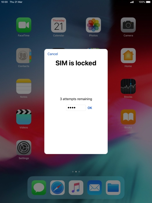 If your SIM is locked, key in your PIN and press OK. The default PIN is 1111.
