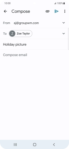 Press the text input field and write the text for your email.