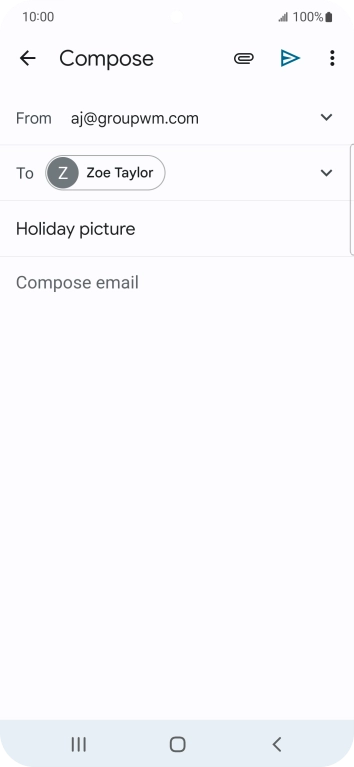 Press the text input field and write the text for your email.