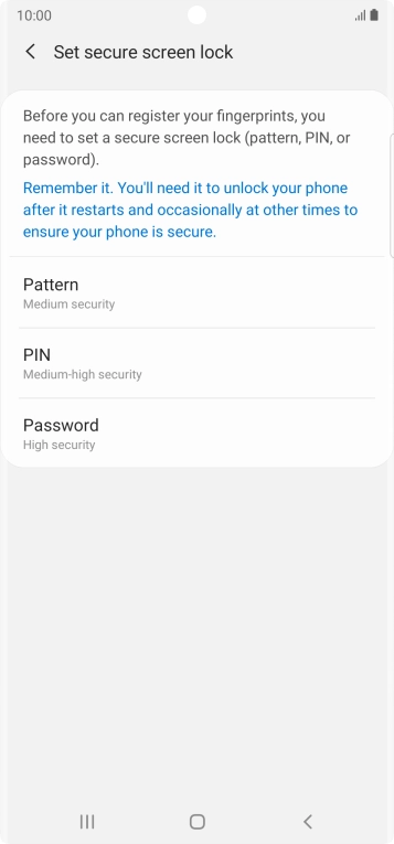 Press the required phone lock code and follow the instructions on the screen to create an additional phone lock code.
