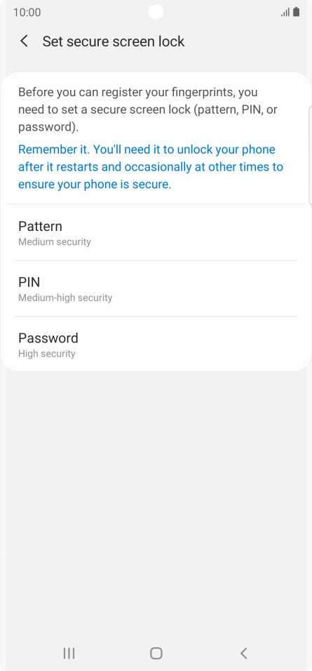 Press the required phone lock code and follow the instructions on the screen to create an additional phone lock code.