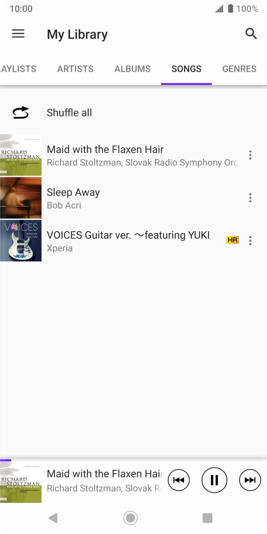 Press the song title at the bottom of the screen.