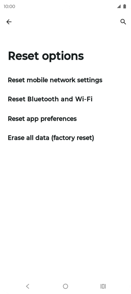 Press Erase all data (factory reset).
