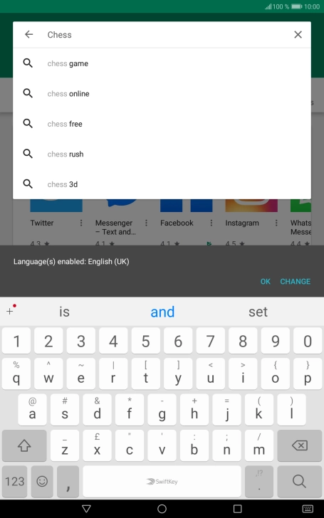 Key in the name or subject of the required app and press the search icon.