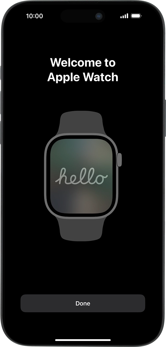 On your phone: Wait a moment while the activation of your Apple Watch is completed and press Done.