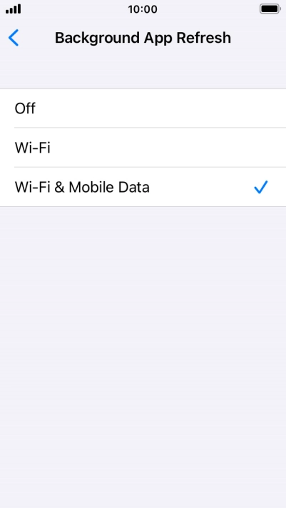 To turn off background refresh of apps, press Off.