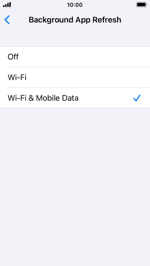 To turn off background refresh of apps, press Off.