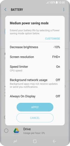 Press APPLY to turn on the function.