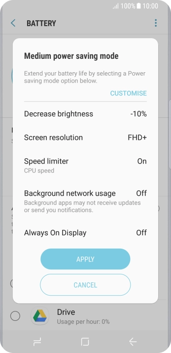 Press APPLY to turn on the function.