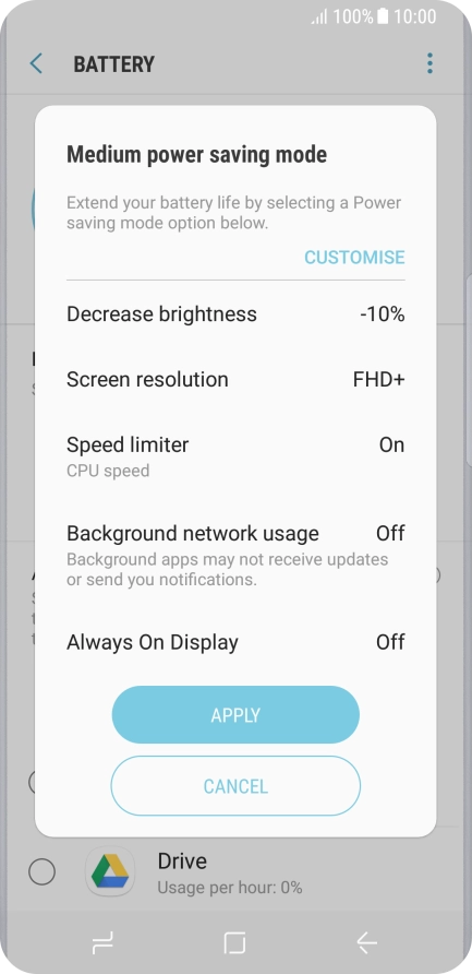 Press APPLY to turn on the function.