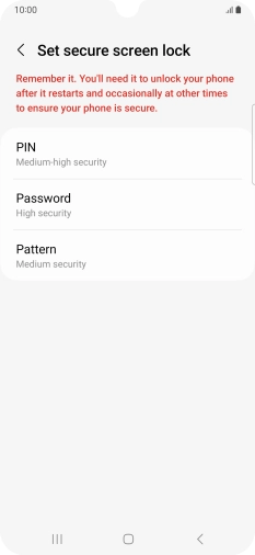 Press the required phone lock code and follow the instructions on the screen to create an additional phone lock code.
