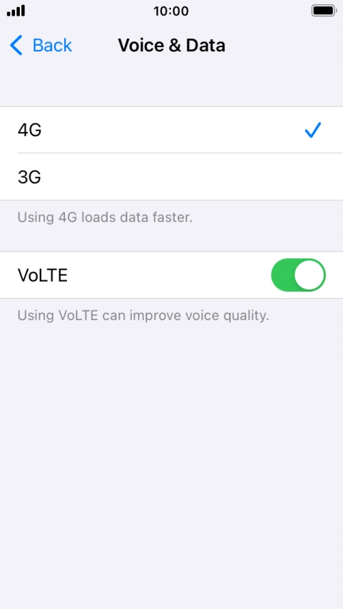 Press the required network mode.