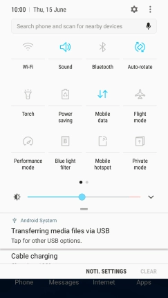 Press flight mode icon to turn the function on or off.
