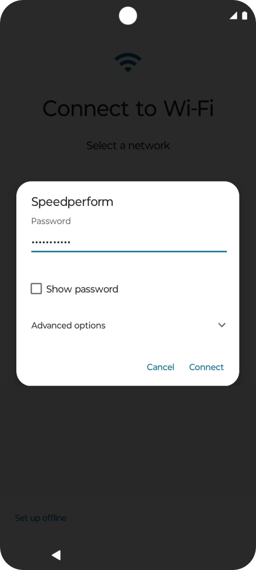 Key in the password for the Wi-Fi network and press Connect.