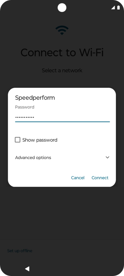 Key in the password for the Wi-Fi network and press Connect.