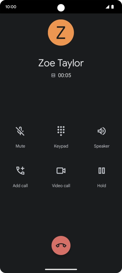 Press the end call icon.