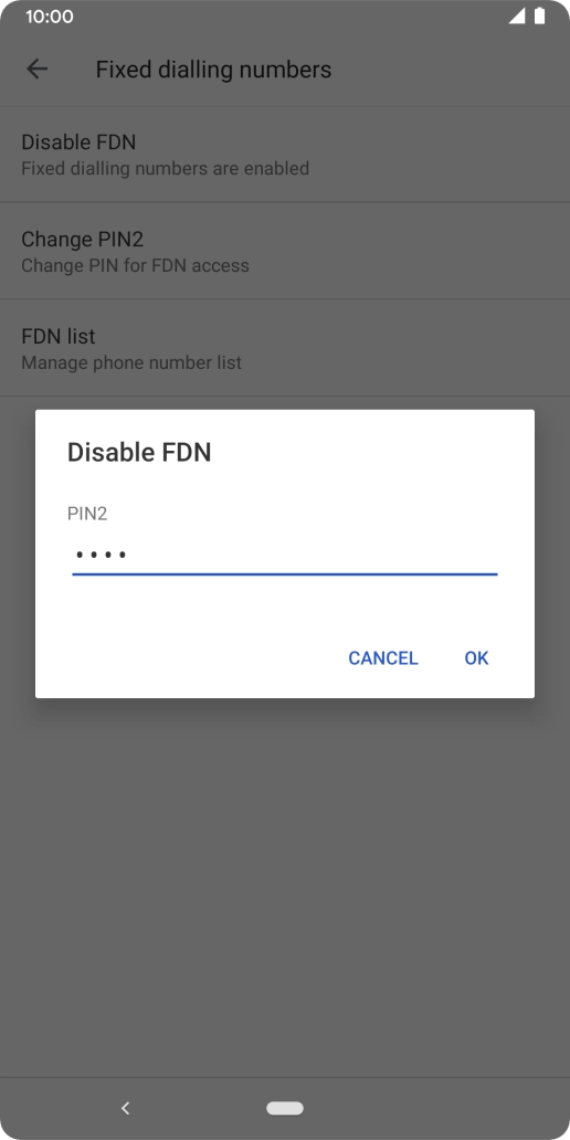 Key in your PIN2 and press OK. The default PIN2 is 0000.