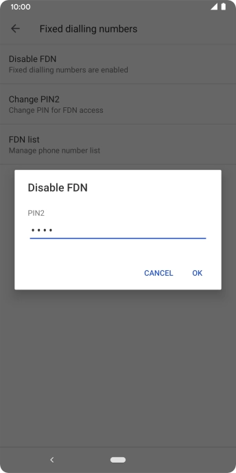 Key in your PIN2 and press OK. The default PIN2 is 0000.