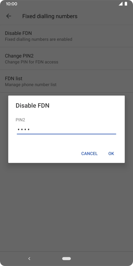 Key in your PIN2 and press OK. The default PIN2 is 0000.