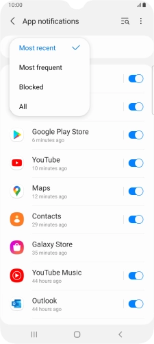 Press the required setting.