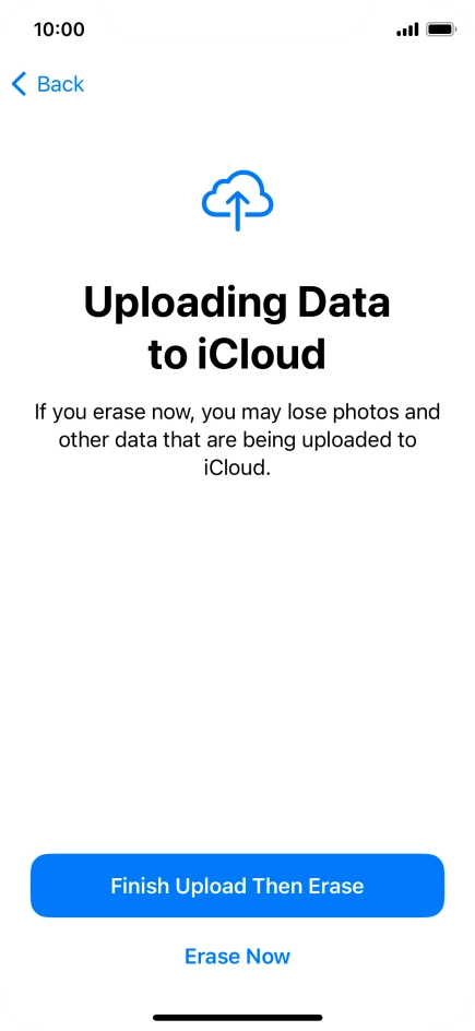 Press the required setting.
