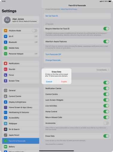 If you turn on the function, press Enable.