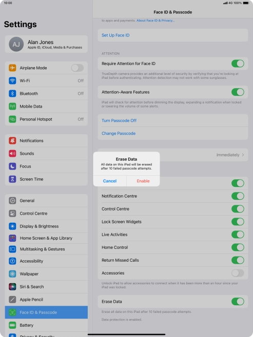 If you turn on the function, press Enable.
