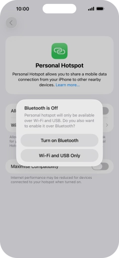 If Wi-Fi is turned on, press Wi-Fi and USB Only.