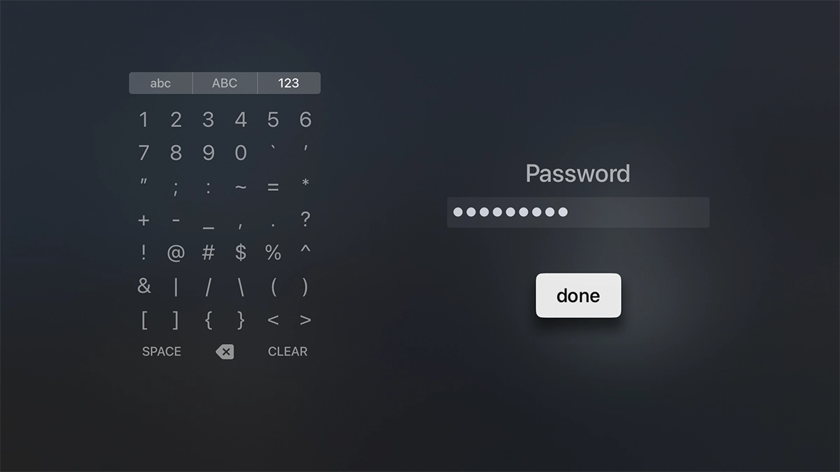 Key in the password for your Apple ID and highlight done.
